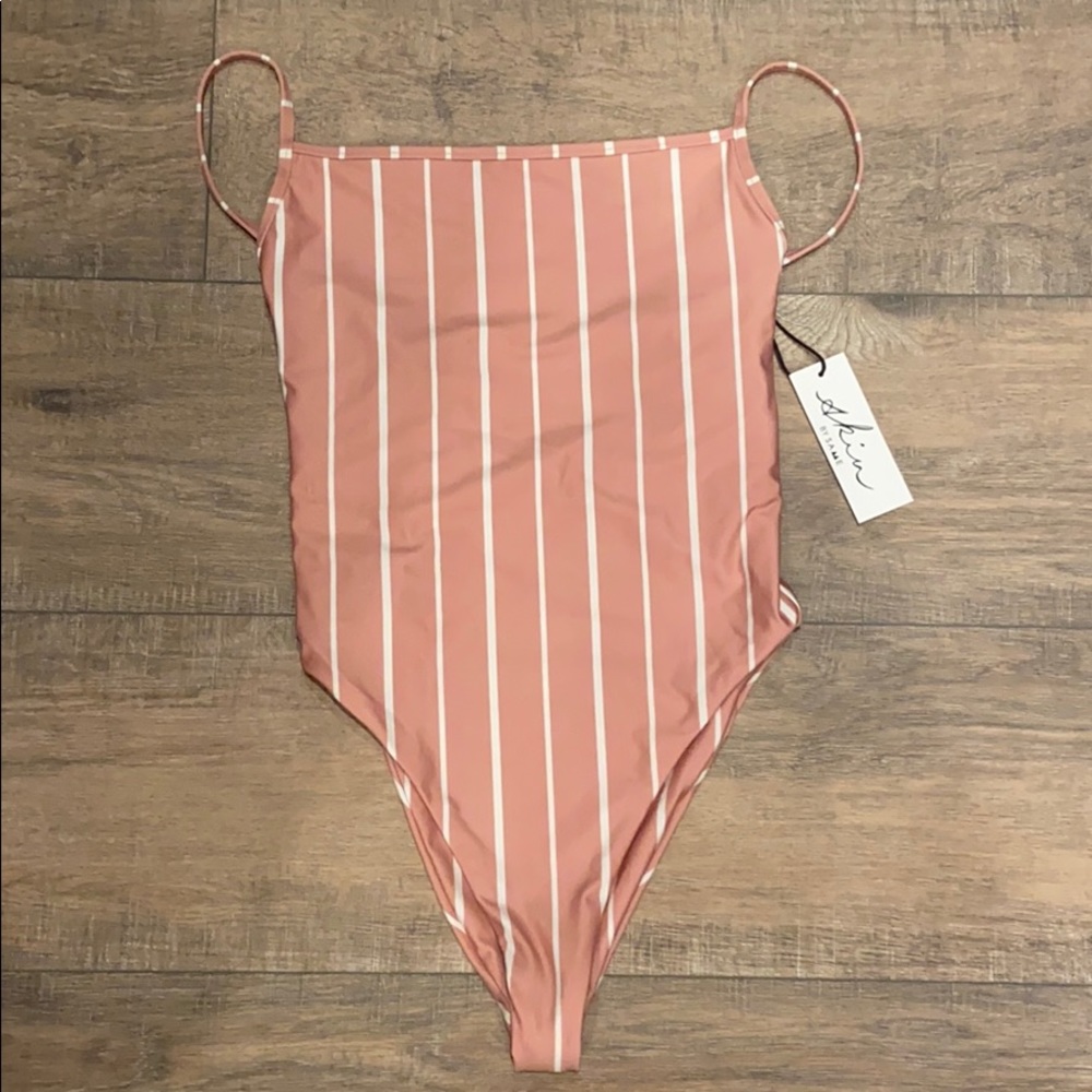 Pink Pinstripe One Piece Swimsuit